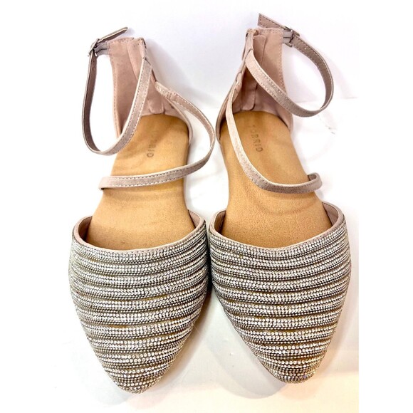 Torrid Rhinestone Nude Flats 9.5 WW (Fit 11) Sparkly Dressy Ankle Strap Shoes - Picture 2 of 10